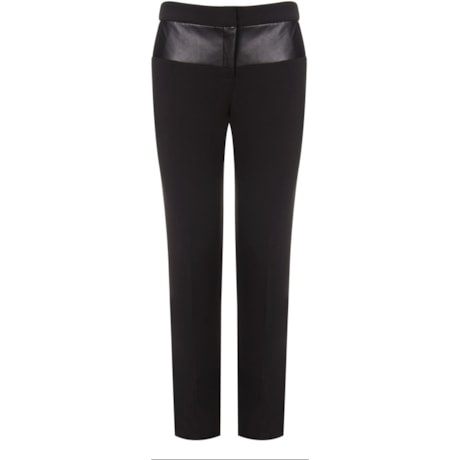 LUCIDEZ - CALÇA EDITE ALFAIATARIA RECORTE COURO - PRETO LUCIDEZ - CALÇA EDITE ALFAIATARIA RECORTE COURO - PRETO