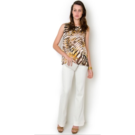 LUCIDEZ - CALÇA FLARE PIQUET ELASTANO - OFF WHITE LUCIDEZ - CALÇA FLARE PIQUET ELASTANO - OFF WHITE