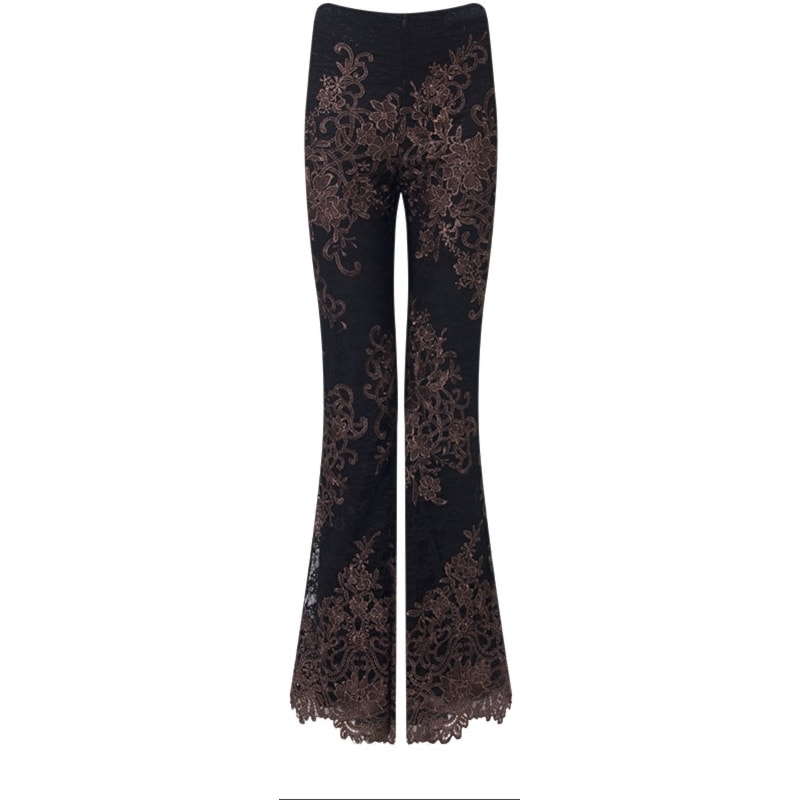 LUCIDEZ - CALÇA FLARE RENDA METALIZADA - PRETO