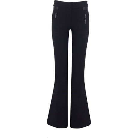 LUCIDEZ - CALÇA FLARE STRETCH C/ COURO - PRETO LUCIDEZ - CALÇA FLARE STRETCH C/ COURO - PRETO