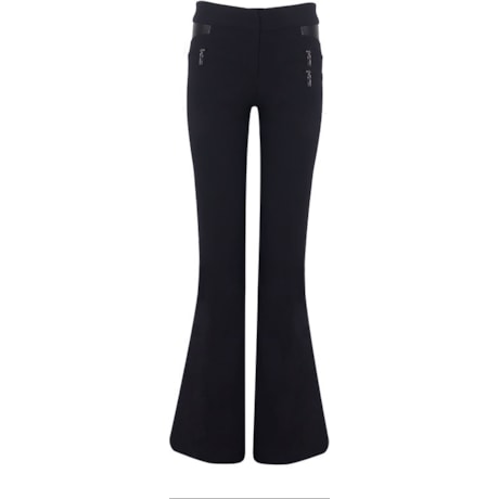 LUCIDEZ - CALÇA FLARE STRETCH C/ COURO - PRETO