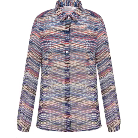 LUCIDEZ - CAMISA CHIFFON ESTAMPA RISCOS ISIS - AZUL