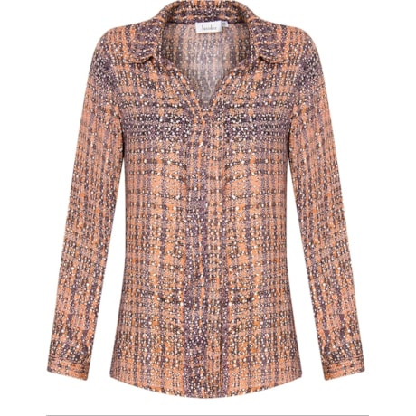 LUCIDEZ - CAMISA VISCOSE ESTAMP. COSMOS - LARANJA