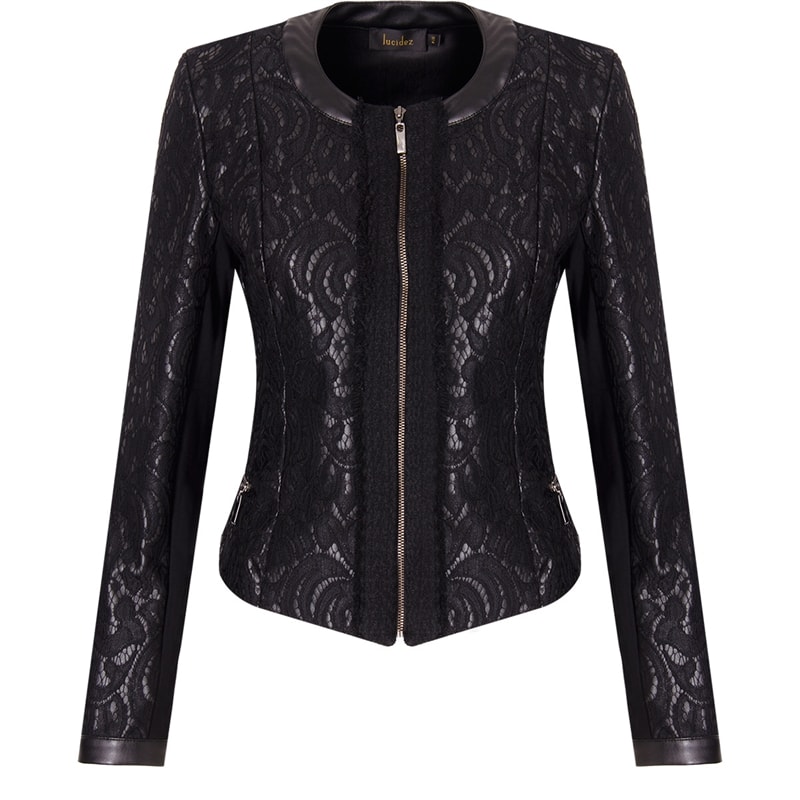 LUCIDEZ - JAQUETA RENDA COM COURO M/L - PRETO