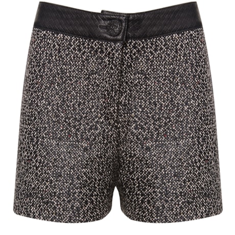 LUCIDEZ - SHORTS DAVENA TWEED CÓS COURO - PRETO LUCIDEZ - SHORTS DAVENA TWEED CÓS COURO - PRETO