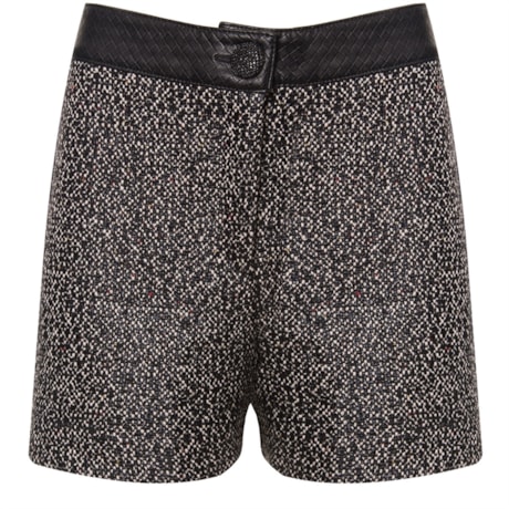 LUCIDEZ - SHORTS DAVENA TWEED CÓS COURO - PRETO