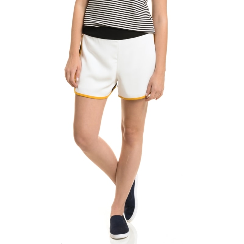 LUCIDEZ - SHORTS SPORT ALFAIATARIA BICOLOR DETALHE VIÉS COLOR - OFF WHITE