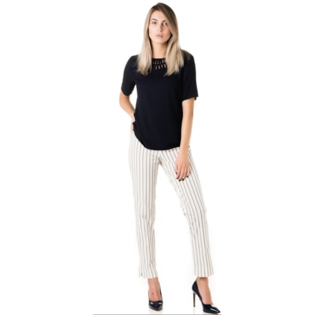 LUCIDEZ - T-SHIRT CREPE DECOTE TRANÇADO ANADOR - MARINHO