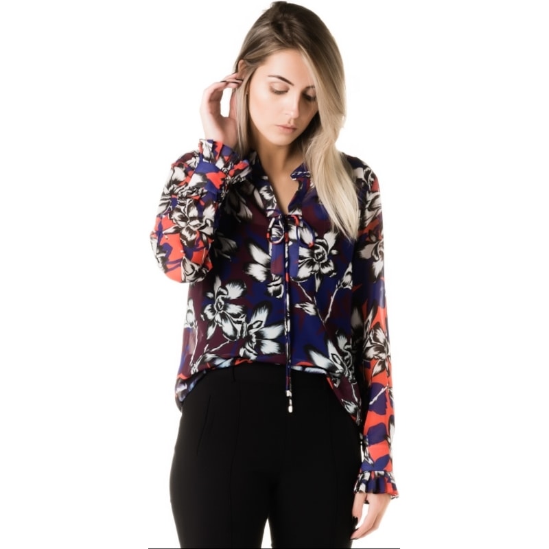 LUCIDEZ - TÚNICA CHIFFON FLORAL SASHA - ROXO LUCIDEZ - TÚNICA CHIFFON FLORAL SASHA - ROXO