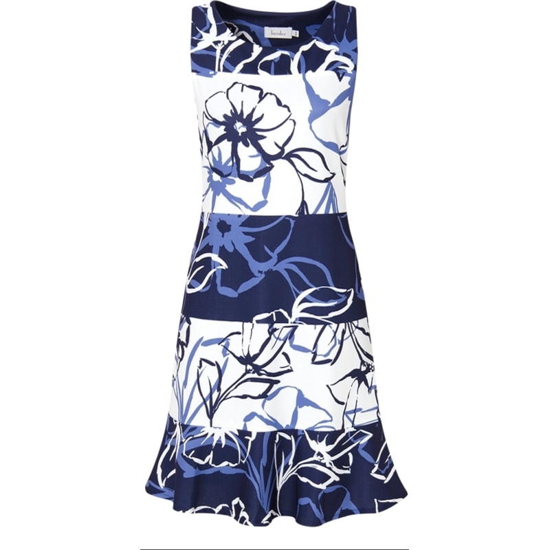 LUCIDEZ - VESTIDO ALBENE ESTAMPADO RECORTES AMÉRICA - MARINHO