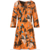LUCIDEZ - VESTIDO ESTAMPA HANDMADE BABADO BARRA - TELHA