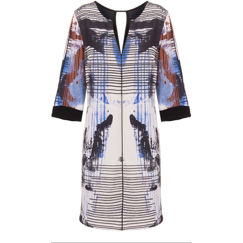 LUCIDEZ - VESTIDO GIULIA CREPE JACQUARD POP ART - OFF WHITE