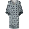 LUCIDEZ - VESTIDO JERSEY ESTAMPA ARABESCOS MANGA KIMONO - MARINHO