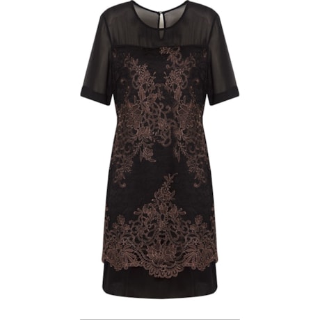 LUCIDEZ - VESTIDO LGTE RENDA M/C - PRETO