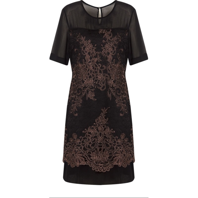 LUCIDEZ - VESTIDO LGTE RENDA M/C - PRETO