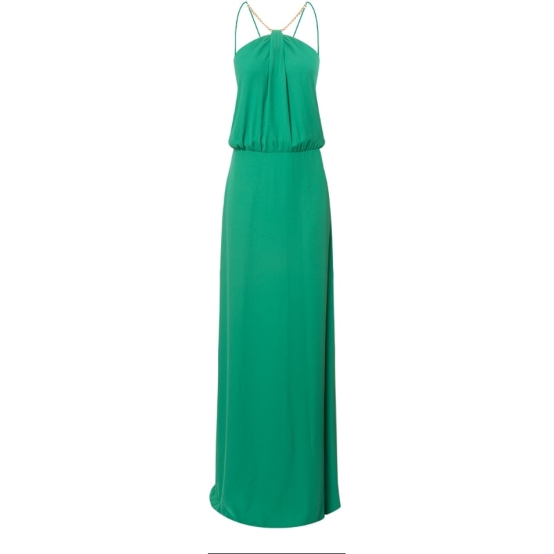 LUCIDEZ - VESTIDO LONGO CAVA AMERICANA COM CORRENTE - VERDE