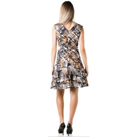 LUCIDEZ - VESTIDO NEOPRENE GRÁFICO LAVANDA - MARINHO