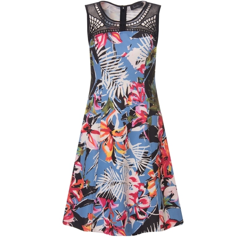 LUCIDEZ - VESTIDO PRENE FLORAL DET. RENDA DECOTE BETINA - AZUL