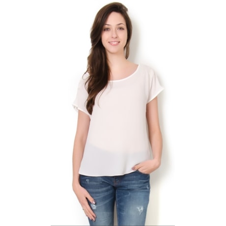 LZ KLUB - BLUSA CREPE BORDADO FLOR OMBRO - OFF WHITE