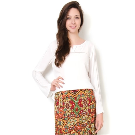 LZ KLUB - BLUSA CREPE DET. PONTO AJOUR - OFF WHITE LZ KLUB - BLUSA CREPE DET. PONTO AJOUR - OFF WHITE