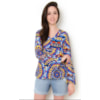 LZ KLUB - BLUSA EM VISCOSE DEC. V DETALHE MANGA VAZADA - AZUL