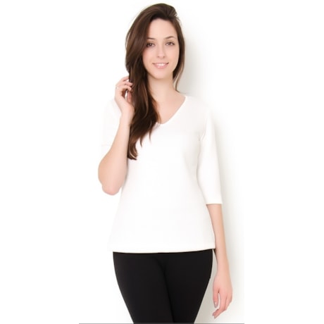 LZ KLUB - BLUSA MALHA JACQUARD DEC. V M3/4 - OFF WHITE LZ KLUB - BLUSA MALHA JACQUARD DEC. V M3/4 - OFF WHITE