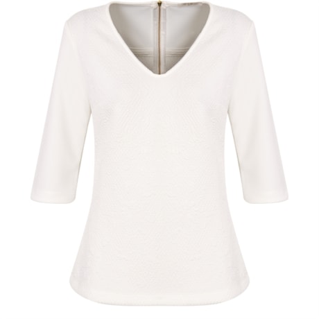 LZ KLUB - BLUSA MALHA JACQUARD DEC. V M3/4 - OFF WHITE LZ KLUB - BLUSA MALHA JACQUARD DEC. V M3/4 - OFF WHITE