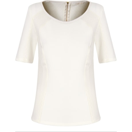 LZ KLUB - BLUSA PRENE RECORTES JACQUARD M/C - OFF WHITE