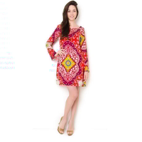 LZ KLUB - VESTIDO VISCOSE TIRAS COSTA ESTAMPA LENÇO MATRIOSKA - VERMELHO
