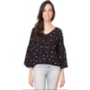 LZKLUB - BATA EM VISCOSE GEOBLACK MANGA DRAPEADA - MARINHO
