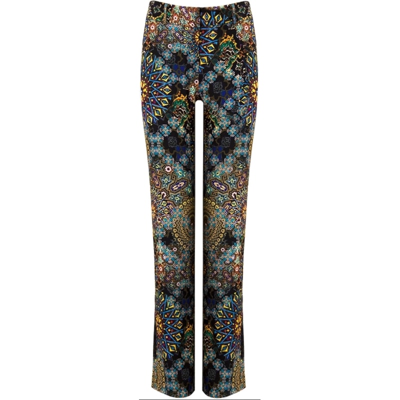 LZKLUB - CALÇA ALFAIATARIA EM CREPE ESTAMPADO BOLSO FACA - VERDE