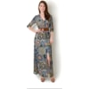 LZKLUB - VESTIDO LONGO EM CREPE ESTAMPADO - VERDE