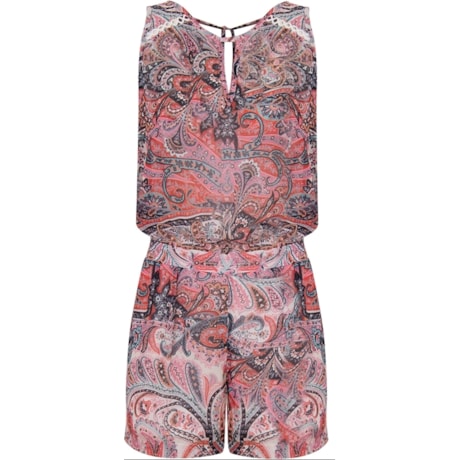 MACAQUINHO EM CHIFFON ESTAMPA CASHMERE - ROSA