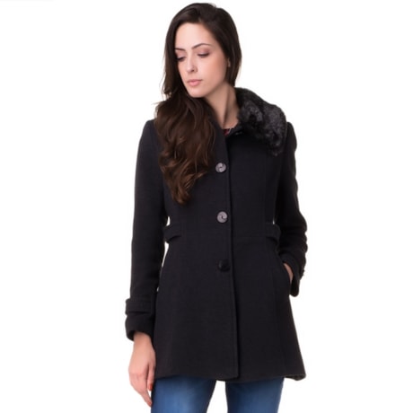 MALISE - CASACO 3/4 COM GOLA DE PELE REMOVÍVEL - FENDI