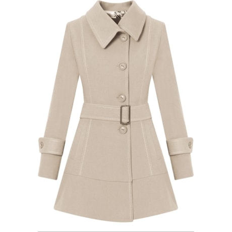 MALISE - CASACO 7/8 CASHMERE C/ GOLA ASSIMETRICA - AREIA MALISE - CASACO 7/8 CASHMERE C/ GOLA ASSIMETRICA - AREIA
