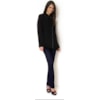 MALISE - CASACO CASHEMERE 3/4 C/ TRICOT E RECORTES - PRETO