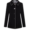 MALISE - CASACO CASHEMERE 3/4 C/ TRICOT E RECORTES - PRETO