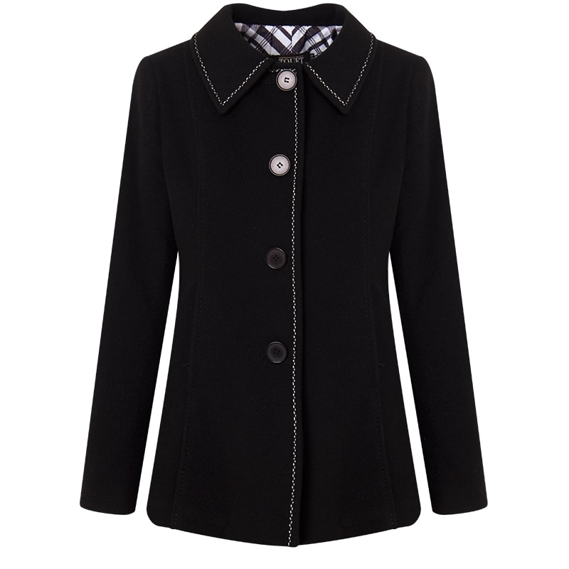 MALISE - CASACO CASHEMERE 3/4 C/ TRICOT E RECORTES - PRETO
