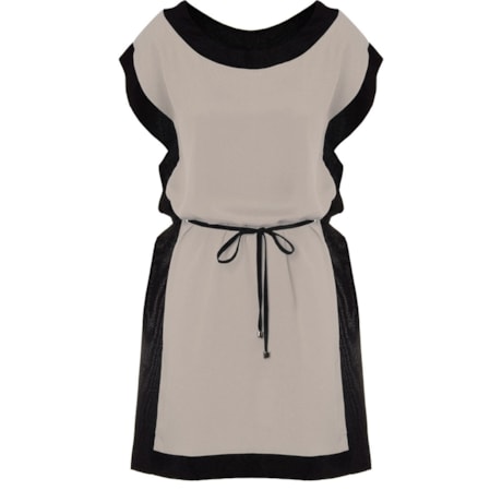 MALISE - VESTIDO T-SHIRT BICOLOR - BEGE