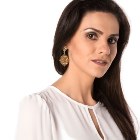 MARCIELLI RODRIGUES - BRINCO CRISTAL REDONDO STRASS - DOURADO