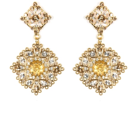 MARCIELLI RODRIGUES - BRINCO CRISTAL REDONDO STRASS - DOURADO