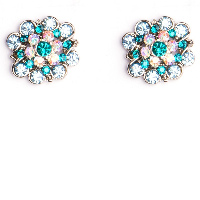 MARCIELLI RODRIGUES - BRINCO FLOR STRASS COLOR - TURQUESA