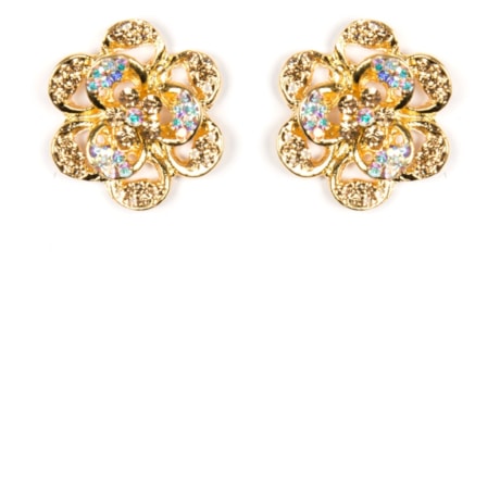 MARCIELLI RODRIGUES - BRINCO FLOR STRASS - DOURADO