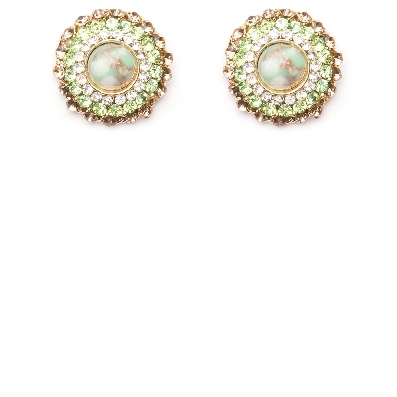 MARCIELLI RODRIGUES - BRINCO RED. PEDRA VERDE LISA STRASS COLOR - NUDE