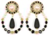 MARCIELLI RODRIGUES - BRINCO REDONDO COM PÉROLA E STRASS - PRETO