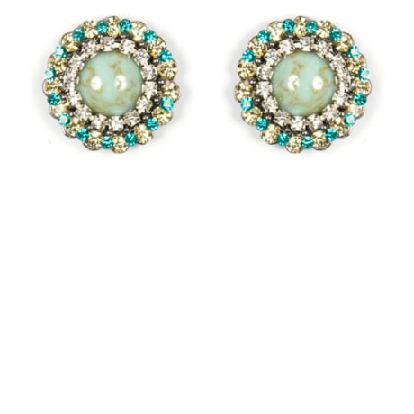 MARCIELLI RODRIGUES - BRINCO REDONDO PEDRA MICRO STRASS - TURQUESA