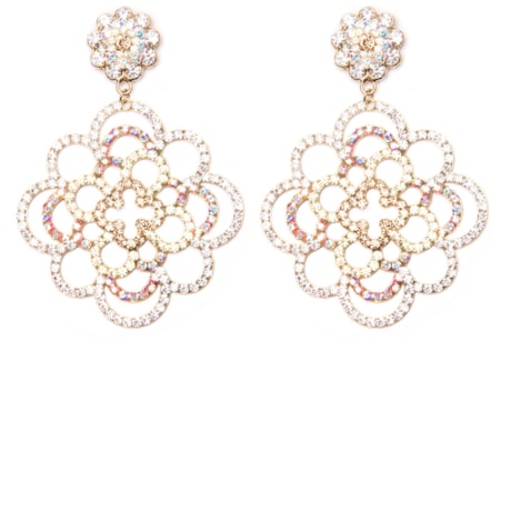 MARCIELLI RODRIGUES - BRINCO RENDA COLOR STRASS - DOURADO