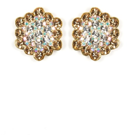 MARCIELLI RODRIGUES - BRINCO STRASS BICOLOR - DOURADO