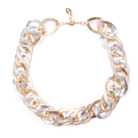 MARCIELLI RODRIGUES - COLAR ELOS DE CORRENTE BICOLOR - DOURADO