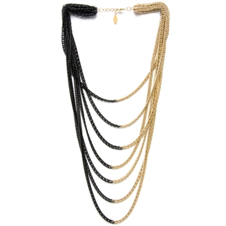 MARCIELLI RODRIGUES - COLAR LONGO MIX DE CORRENTES BICOLOR - DOURADO